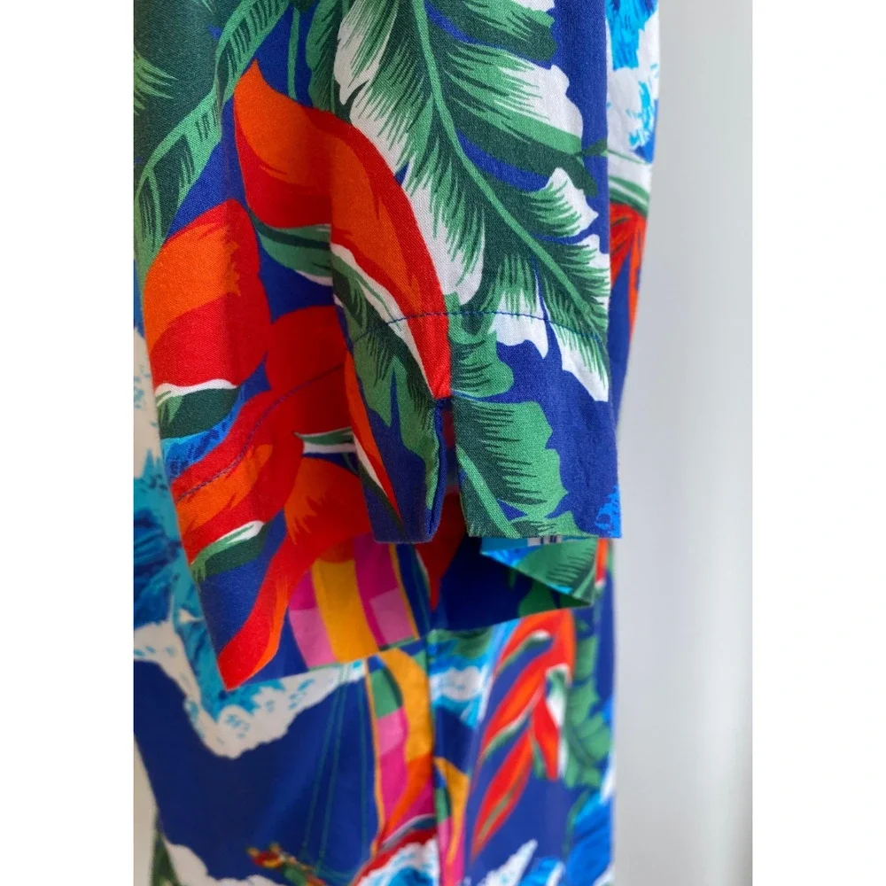 Polo Ralph Lauren Hawaiian Shirt M Tropical Beach Camp Viscose Sailboat Waves